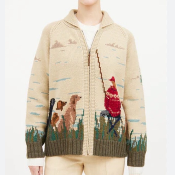 Ralph Lauren Sweaters - Ralph Lauren Cowichan Wool Dog Hand Knitted Zip Sweater
